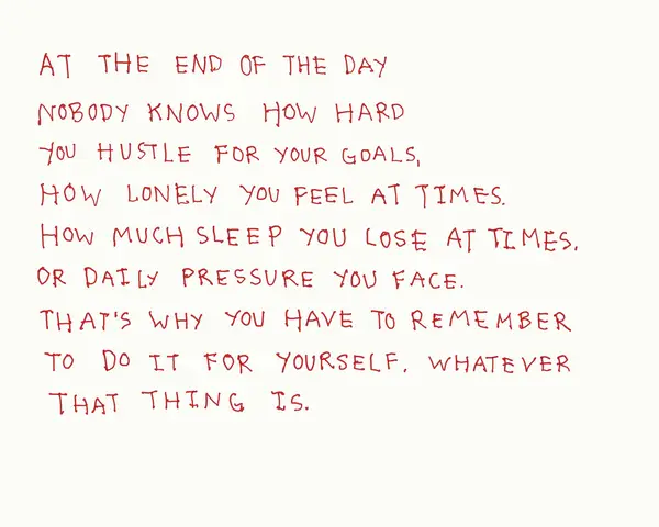 A white background with handwritten red text in a simple, slightly rough font. The text is formatted in lines to form a poem or message.