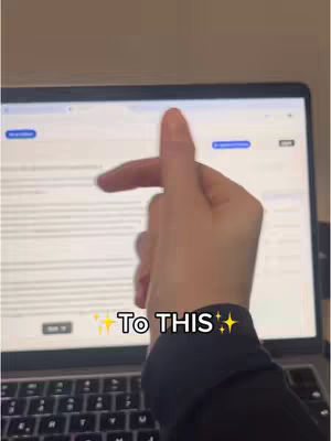 A hand with a finger pointing at a laptop screen with text, accompanied by the text 'To This' and sparkles.