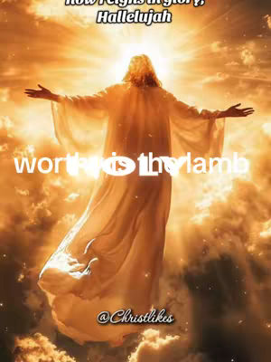 The cover image shows a luminous depiction of Jesus Christ with open arms, radiating light against a heavenly backdrop. Above the figure, text arches, and below, white text overlays, with the handle @Christlikes at the bottom. The overall composition is spiritual and uplifting, with a focus on divine glory.