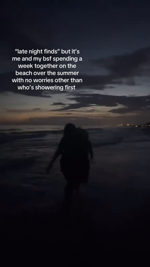 The cover image shows a dark beach scene at dusk. Two silhouetted figures are walking away from the camera, with the ocean and a cloudy sky in the background. The text overlayed on the image is white.