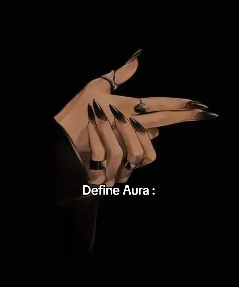 An illustration of a hand with long, black fingernails and multiple rings, set against a black background.