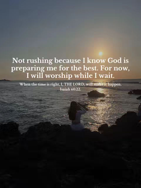 A serene cover image featuring a woman with long hair, seen from the back, sitting on rocks near a calm sea. The sky displays a warm sunset, and text overlays provide inspirational quotes.