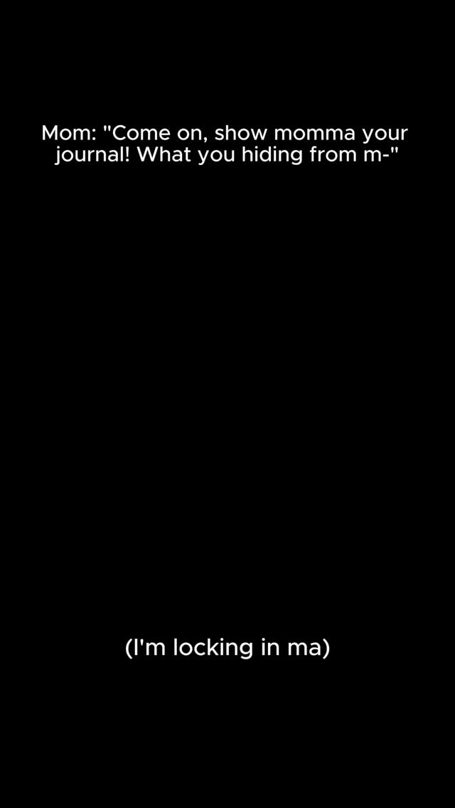 The image shows a black background with white overlay text. Above, quotes attributed to "Mom" dialogue with a child. At the bottom is white text as well in parenthesis.