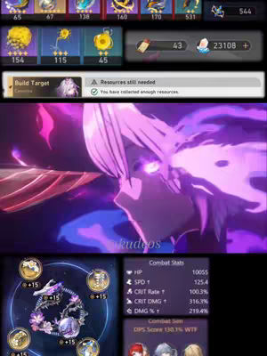 The cover image is a screenshot from a video game, featuring a character with white hair and purple energy effects. The layout includes a variety of UI elements for resource tracking and character stats, common in gatcha or RPG-style games. The color palette is dominated by purples, blues, and whites, with bright highlights from special effects.