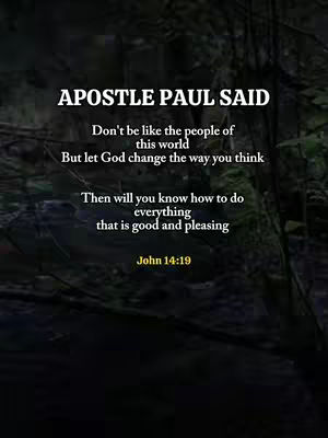 A digitally created image evoking a serene, forest-like atmosphere. The background is a blurred view of dark green foliage, providing a textured, natural backdrop. Overlaid on this is a section of text in white, arranged in a simple and balanced layout. The text contains a religious quote, credited to Apostle Paul and a Bible reference.