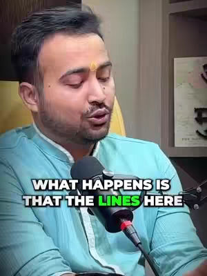 The cover image features a man in a light blue shirt, speaking into a microphone. The text overlay states "WHAT HAPPENS IS THAT THE LINES HERE," with the word "LINES" highlighted in green. The background is a room with shelves and books, creating a semi-formal setting.