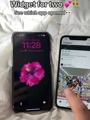 The cover image features two iPhones side-by-side on a white surface, possibly a bedsheet. The phone on the left is displaying a lock screen with a floral wallpaper in pink, and the time is visible. The phone on the right shows an Instagram feed, with a hand touching the screen. Text overlays at the top describe the video's topic.