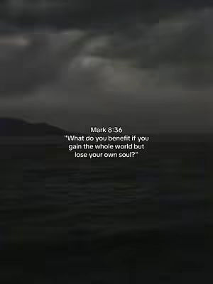 An image of a body of water with a cloudy sky overhead. Text is displayed in white, centered, with the text of a bible verse.