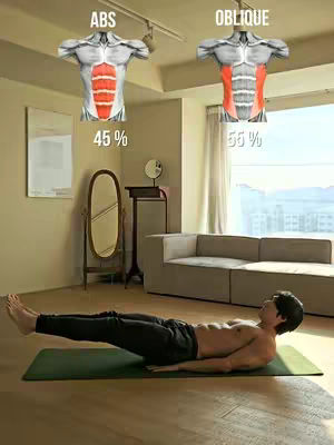 An image showing a fit man lying on a mat and performing an exercise. The image is color-graded with natural daylight that helps the image pop out. Image layout has additional graphics to help the viewers understand what the video is about.
