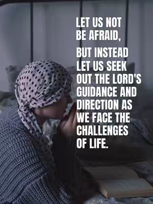An image showing a woman in profile, wearing a headscarf, with her hands clasped near her mouth, as if in prayer or contemplation next to an open book. Text overlays on the right side of the image, with the backdrop of a blurred interior space.