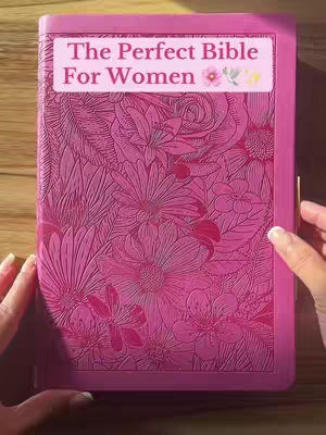 The cover shows a close-up of a pink Bible with a floral design. The cover also contains a rectangular overlay with the text 'The Perfect Bible For Women' and additional text.