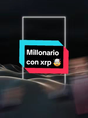 The cover image displays a graphical background with a white rectangle and a colorful overlay containing text. The background appears to be a digitally rendered landscape with flowing, wavy patterns. The overlay is a multi-colored rectangular shape. Inside the overlay, the text "Millonario con xrp" is displayed in a sans-serif, bold font. Next to the text is an emoji of a surprised face. The overall composition uses bright colors and a clean layout to draw attention to the text and the subject matter.
