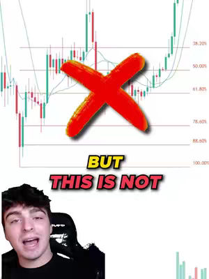 The cover image shows a man speaking, overlaid with a stock chart and text. The majority of the image is filled with the man, who has a tan complexion and black hair. Above him is a basic stock graph with green and red bars, along with a large red "X". Overlaid on this graph are several horizontal lines. Below the "X" text reads "BUT THIS IS NOT". The background is a light color.