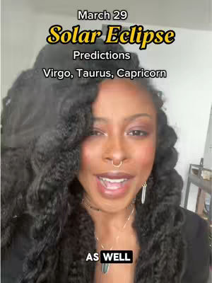 A woman with long, curly black hair is the central focus of this cover image. She has a nose ring and is wearing a black top. Text overlays, in a mix of fonts and colors, announce the date, topic, and add a tagline relating to astrology.