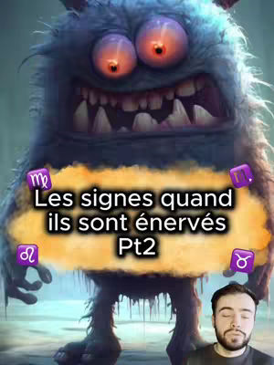 The cover image is a digital graphic with a central monster figure that is likely stylized. The monster has blue skin, large eyes with orange centers, and an open mouth revealing large, sharp teeth. It is surrounded by text and astrological symbols, the title is overlaid with a yellow glow.