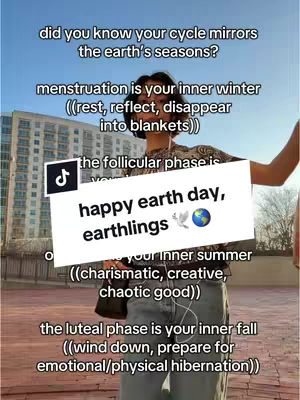 A person stands outdoors, holding a small black purse, in front of a building and clear sky. They are wearing a patterned top and jeans. A white rectangle, displaying the phrase 'happy earth day, earthlings' with earth and dove emoji, covers part of the screen.