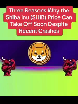 The image features a colorful design with a green and purple gradient background, a coin with a Shiba Inu image, aggressive bulls, and text overlayed at the top.