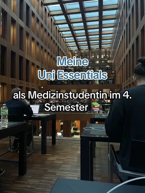 The cover image shows a tall library with a glass ceiling. In the foreground, two figures sit at tables with laptops. Text overlays highlight the content of the video.