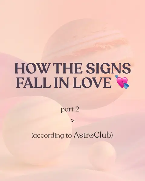 The cover image features a light, pastel-colored background with several circular shapes resembling planets. Large text in a dark blue font dominates the center, reading "HOW THE SIGNS FALL IN LOVE."