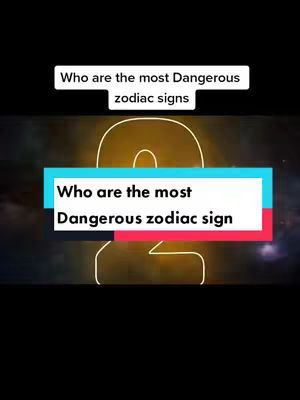 The cover image features a black background with two rectangular text boxes and a large, stylized number two outlined in yellow. The top text box contains the phrase "Who are the most Dangerous zodiac signs" and has a white background. The second text box positioned below it, features the same text but has a multi-colored background of light teal, red, and white. The number two is positioned on the center of the image.
