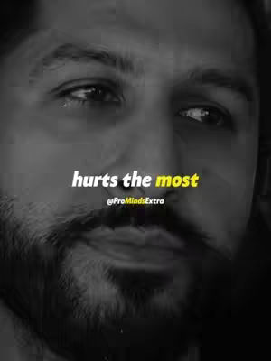 A close-up, black and white image of a man with a beard and a concerned expression. Text overlayed reads 'hurts the most'.