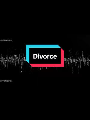 The cover image features a simple design with a black background. In the center, a rectangular shape is present, outlined by a turquoise and red border. Inside this shape, the word "Divorce" is written in white, bold text. On either side of the central rectangle, a visual representation of sound waves is depicted, adding a dynamic element to the composition. There also appears to be some text in the bottom left and right corners of the image.