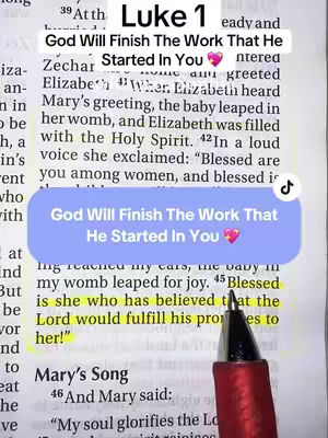 The cover image shows an open Bible on a table. A hand with a pen is pointing to a highlighted bible verse. A text overlay displaying positive affirmation.