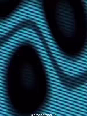 Abstract design featuring swirling black shapes against a backdrop of blue horizontal lines, creating a sense of depth and movement.
