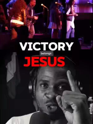 The image is a split frame. The top half shows a live performance with a band. The bottom half is a close-up of a man with headphones, pointing up with his finger.