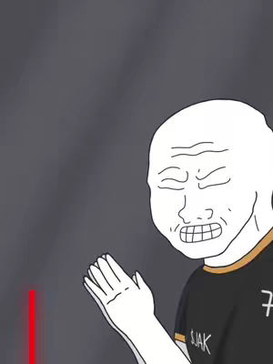 A digital illustration featuring an animated character. The character is a bald male figure with a stylized, expressive face, hands clasped together as if in prayer or supplication. The background is a gradient of grays, and a red vertical line is positioned on the left side, possibly representing a candle flame.