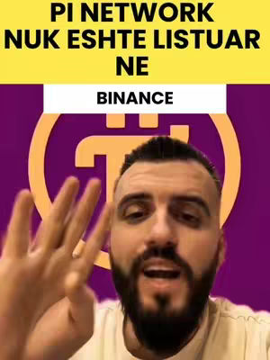 The cover image features a man in the foreground with a hand raised, gesturing towards text overlayed on a background that includes the Pi Network logo and the Binance logo. The background is a gradient of purples and oranges.