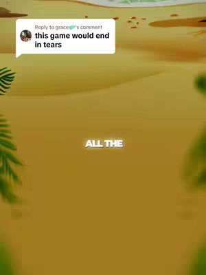 The image is a dynamic and layered composition. The foreground features blurred tropical foliage, adding depth and suggesting a natural setting. Above the foliage, a background transitions from a light to a darker tan, reminiscent of a desert landscape. Overlaid is a speech bubble with text, and below that white bold text, enhancing the image's visual impact.