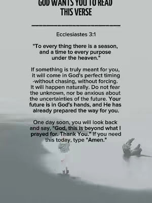 A serene image with a bible verse that reads, "God wants you to read this verse". The primary composition is a grayscale image with a blurred water surface in the foreground, and a person standing as the main image. Above the person the text of the verse is in black text and below the text is the full verse.