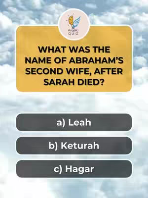 The image presents a vertical graphic designed as a quiz. A light-blue sky gradient fades upward. A central gold-colored rectangular shape contains a quiz question in bold, black text. At the bottom are three gray, rectangular buttons with answer choices labeled alphabetically, A, B, and C, in black text. Above the central rectangle is a circular logo with the words Angelo Quiz.
