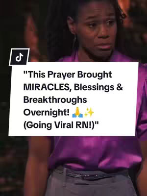 The image features a woman with dark skin looking upward with a concerned expression. She is wearing a purple blouse and appears to be indoors. Overlayed on the image is a white rectangle containing white text and some emojis. The text is a hook for the video. The image has a vertical composition, typical of social media.