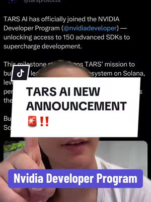 The cover image shows a person partially visible from the chest up, pointing their finger upwards. A notification is overlaid, with text, and the words "Nvidia Developer Program" in a purple block under the person's hand.
