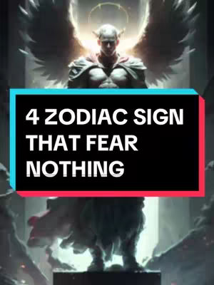 The cover image showcases an angelic figure with wings, a glowing halo, and a red cape, set against a backdrop of an ornate, cathedral-like structure. The central figure is in a regal pose, with text reading, '4 ZODIAC SIGN THAT FEAR NOTHING.'