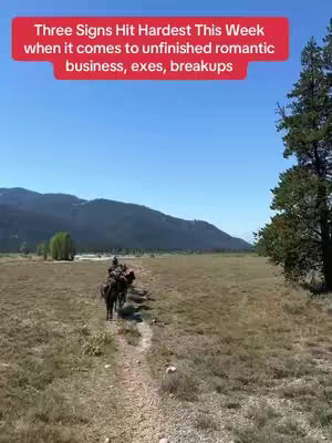 A landscape shot under a blue sky features a dirt path leading into a field of dry grass. Several horses are walking along the path. In the upper frame of the video, a red rectangular text overlay is present.