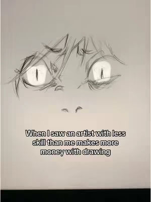 A sketch of a person's eyes and a hint of hair is centered, with the text overlayed at the bottom.