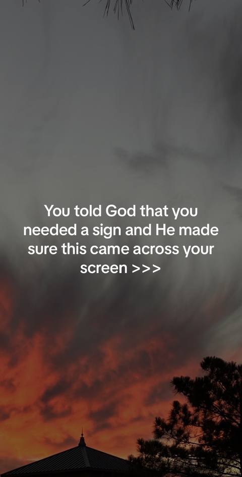 The image shows a dramatic sunset with a sky filled with layered clouds. The bottom of the image features dark silhouettes of trees or possibly a building with a steeple. The text of the hook is written in white color, which overlays the moody sky.