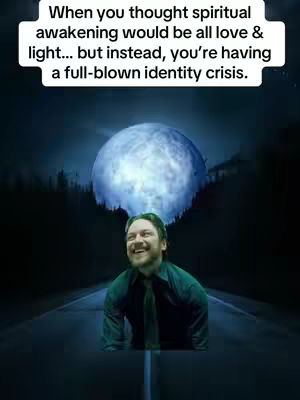 The cover image features a man smiling at the bottom, with a road leading up towards the sky, and a large, glowing blue orb above him. Text in a white box in the top describes the visual elements.