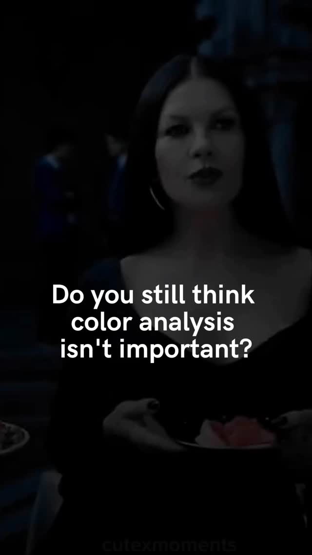 The cover image shows Catherine Zeta-Jones, dressed in a black outfit, gazing towards the camera with a plate of dessert in her hands against a dark background. Text overlayed in white asks, "Do you still think color analysis isn't important?"