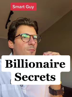 The cover image features a man with glasses and a white shirt. Text overlays include 'Smart Guy' in a red box at the top and 'Billionaire Secrets' in a white box near the bottom.