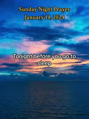 The image shows a scenic view of a sunset or sunrise over the ocean with clouds and text overlayed. The sky is a gradient of blues and oranges, with a calm sea in the foreground.