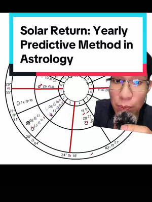 The cover image features a man in glasses holding a microphone, partially obscuring a detailed astrological chart within a circle. Text at the top reads a headline.