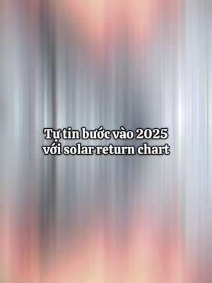 The cover image presents a blurred, vertical gradient background. Superimposed on this is a text overlay in a sans-serif font, stating: "Tự tin bước vào 2025 với solar return chart."
