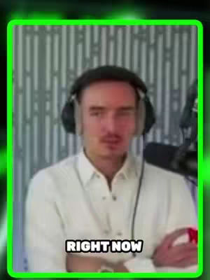 A close-up shot of a man wearing headphones, sitting in front of a background with a pattern. Text overlayed at the bottom says 'RIGHT NOW'. The entire frame is contained within a bright green border.