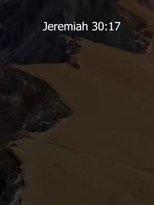 The cover image shows a mountainous or topographical landscape with areas of dark, rugged terrain and lighter, potentially sandy or arid, areas. The text overlay features the words 'Jeremiah 30:17'.