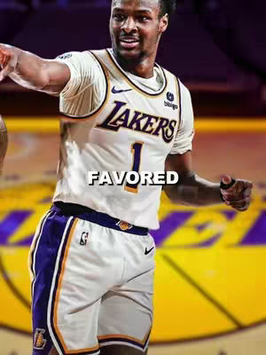 A male basketball player in a white Lakers jersey with the number 1 and the word FAVORITED overlaid on the image.
