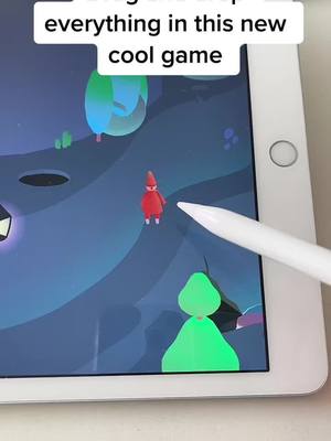 The image shows the screen of a white iPad displaying a 3D animated game. The game features a character in a red outfit and a pointed hat, as well as several other characters and structures within the game environment.